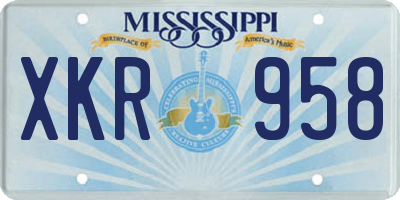 MS license plate XKR958