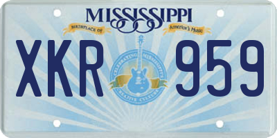 MS license plate XKR959