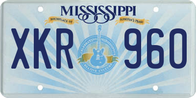 MS license plate XKR960