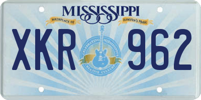 MS license plate XKR962