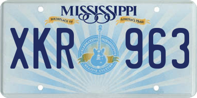 MS license plate XKR963