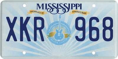 MS license plate XKR968