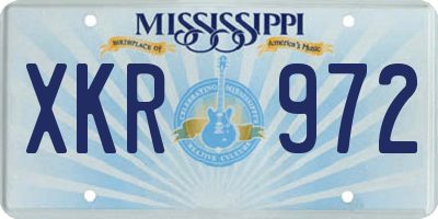 MS license plate XKR972