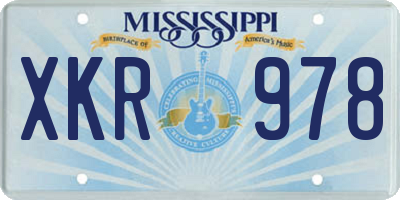 MS license plate XKR978