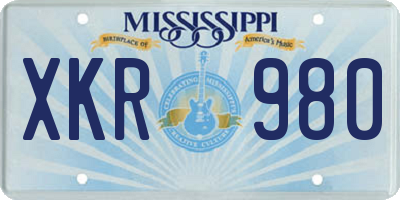 MS license plate XKR980