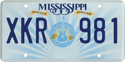 MS license plate XKR981