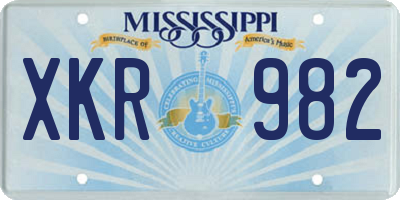 MS license plate XKR982