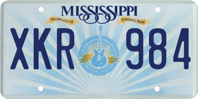 MS license plate XKR984