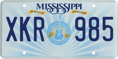 MS license plate XKR985