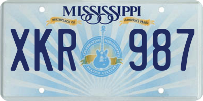 MS license plate XKR987