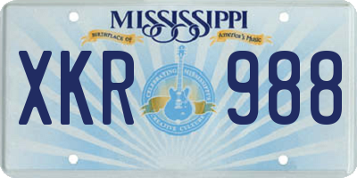 MS license plate XKR988