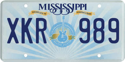 MS license plate XKR989