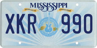 MS license plate XKR990