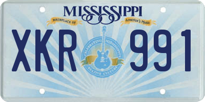 MS license plate XKR991