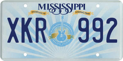 MS license plate XKR992