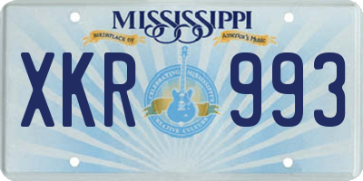 MS license plate XKR993