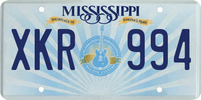 MS license plate XKR994