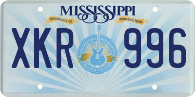 MS license plate XKR996