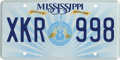MS license plate XKR998