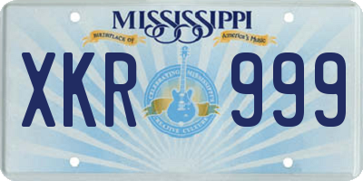 MS license plate XKR999