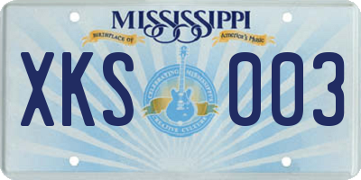MS license plate XKS003