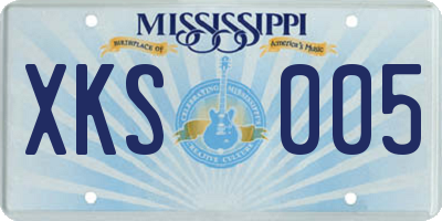 MS license plate XKS005