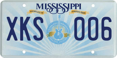 MS license plate XKS006