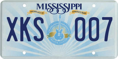 MS license plate XKS007