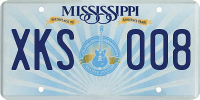 MS license plate XKS008