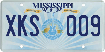 MS license plate XKS009