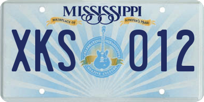 MS license plate XKS012