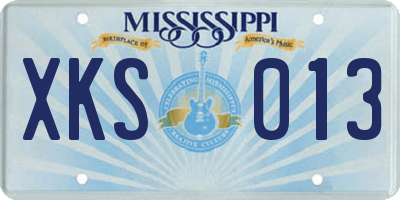 MS license plate XKS013