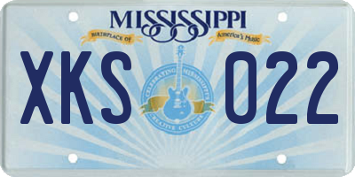 MS license plate XKS022