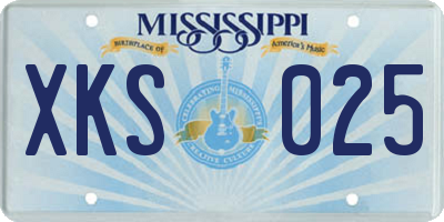 MS license plate XKS025