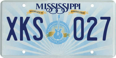 MS license plate XKS027