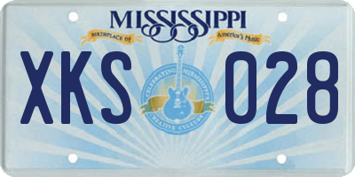 MS license plate XKS028