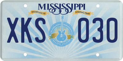 MS license plate XKS030