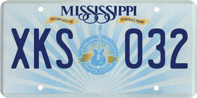 MS license plate XKS032