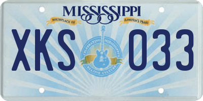 MS license plate XKS033