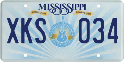 MS license plate XKS034