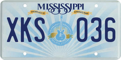 MS license plate XKS036