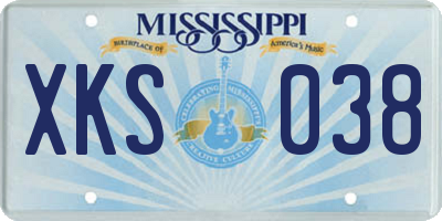 MS license plate XKS038