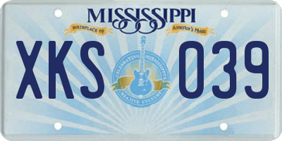 MS license plate XKS039