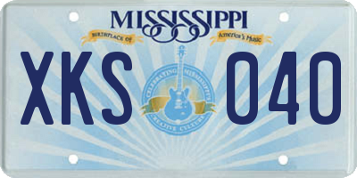 MS license plate XKS040