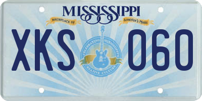 MS license plate XKS060