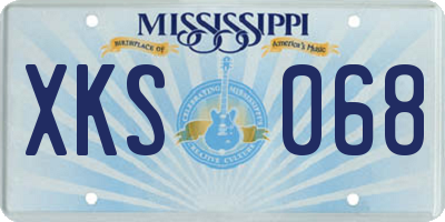 MS license plate XKS068