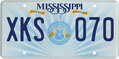 MS license plate XKS070