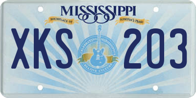MS license plate XKS203