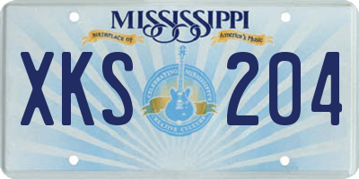 MS license plate XKS204