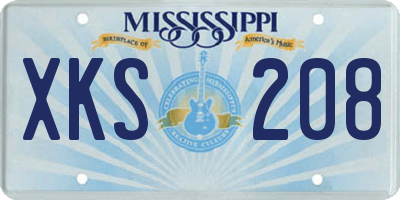 MS license plate XKS208